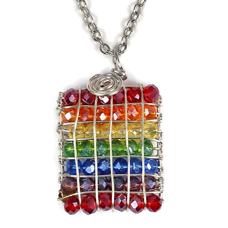 Rainbow LGBT Gay Pride Silver Necklace Women&#39;s