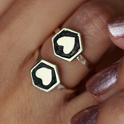 Mother Daughter Honeycomb Ring Set