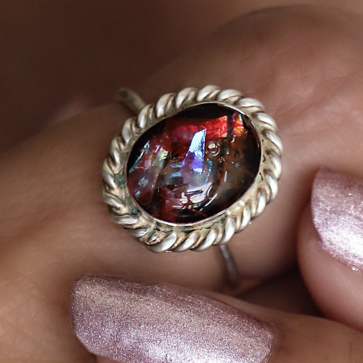 Faux Fire Opal Ring