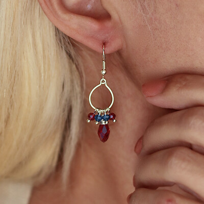 Red White Blue Hoop Earrings