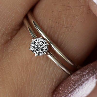 Simple Engagement Wedding Ring Set