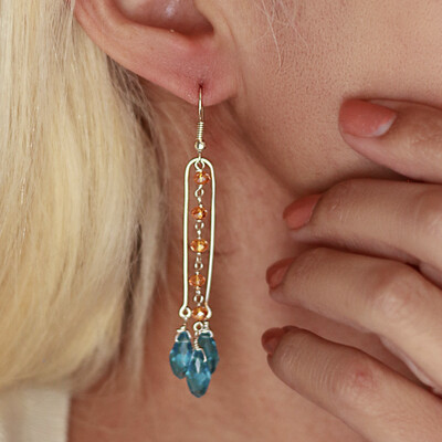 Blue Crystal Dangle Earrings
