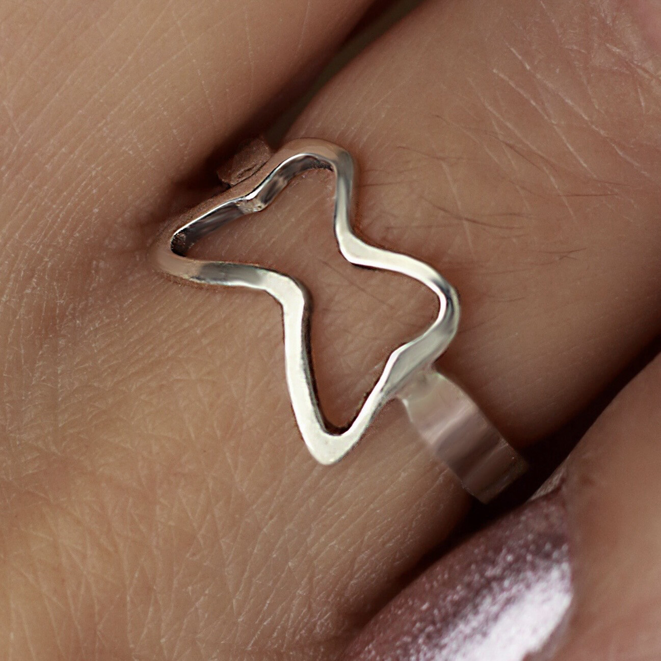 Mother Daughter Butterfly Rings Set