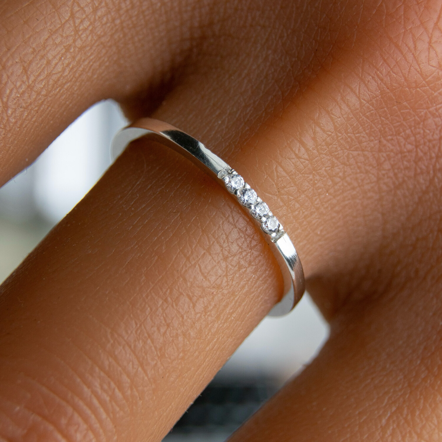 Dainty 4 Stone Promise Ring