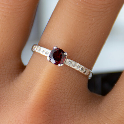 January Garnet Birthstone Ring