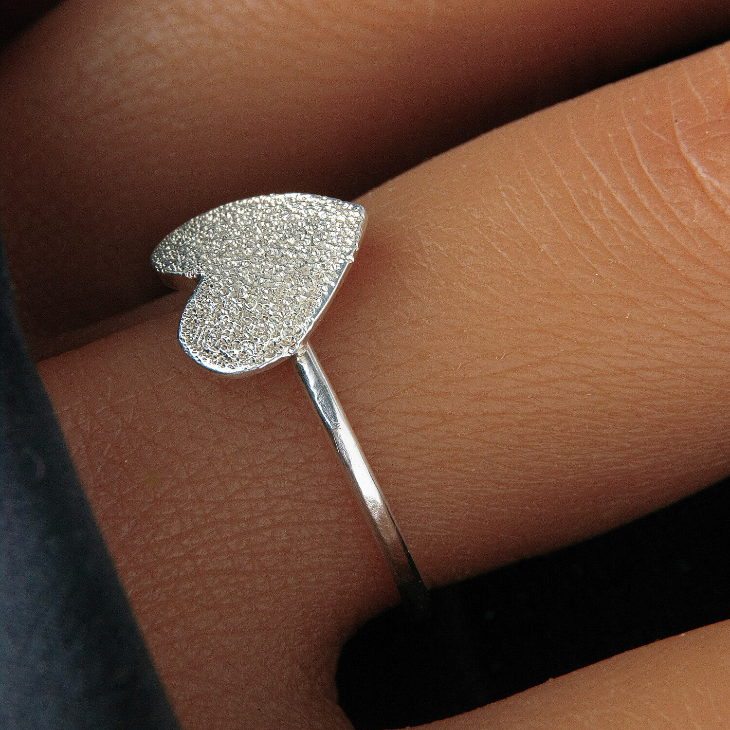 Pave Textured Heart Ring