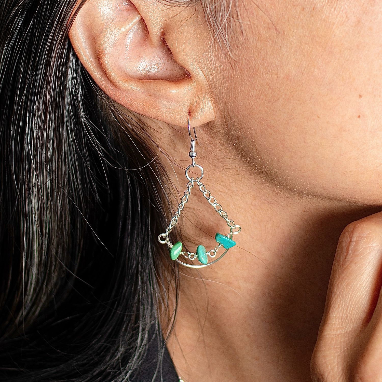 Silver Plated Turquoise Chandelier Earrings