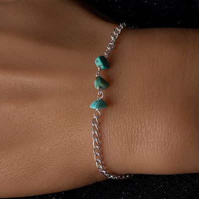 Silver Plated 3 Stone Turquoise Bracelet