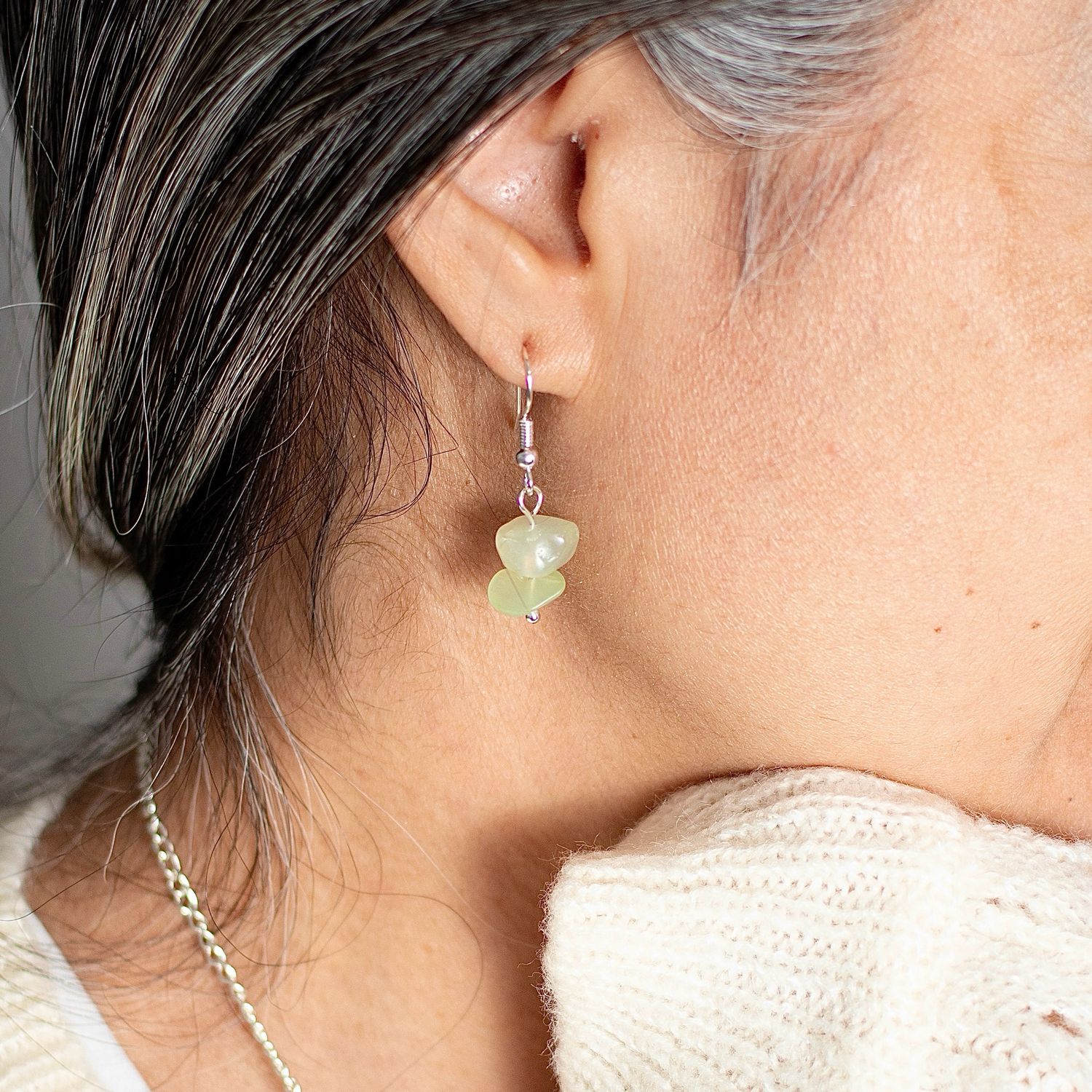 Silver Plated Green Aventurine Earrings