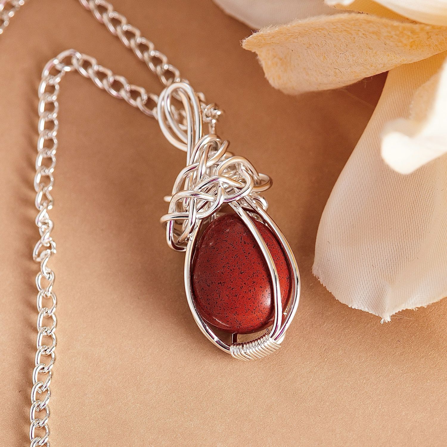 SP Red Jasper Stone Necklace