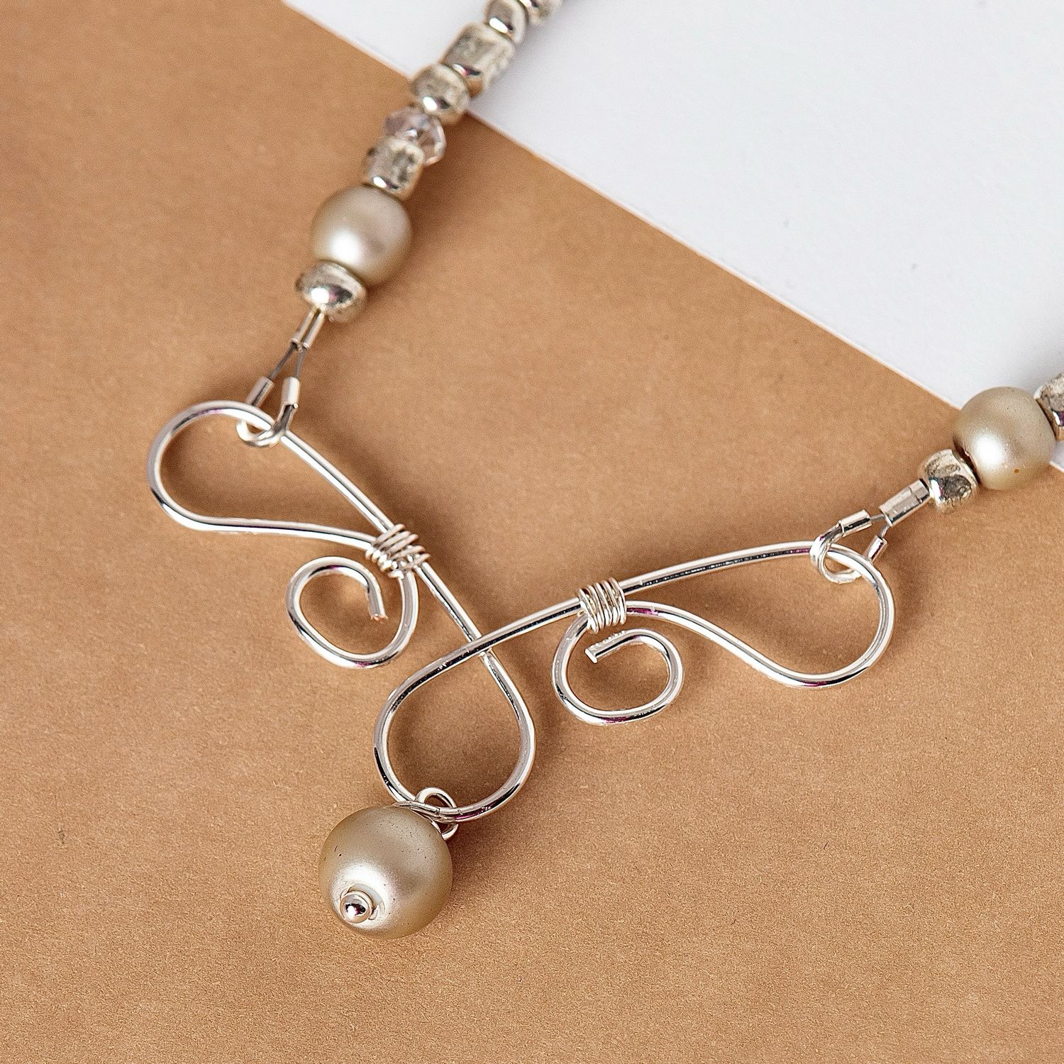 Silver Plated Cream Pearl Necklace