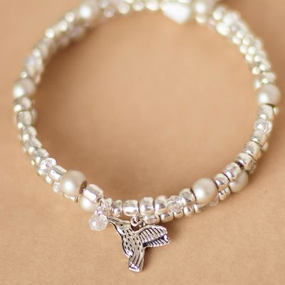 Silver Plated Cream Pearl Bracelet