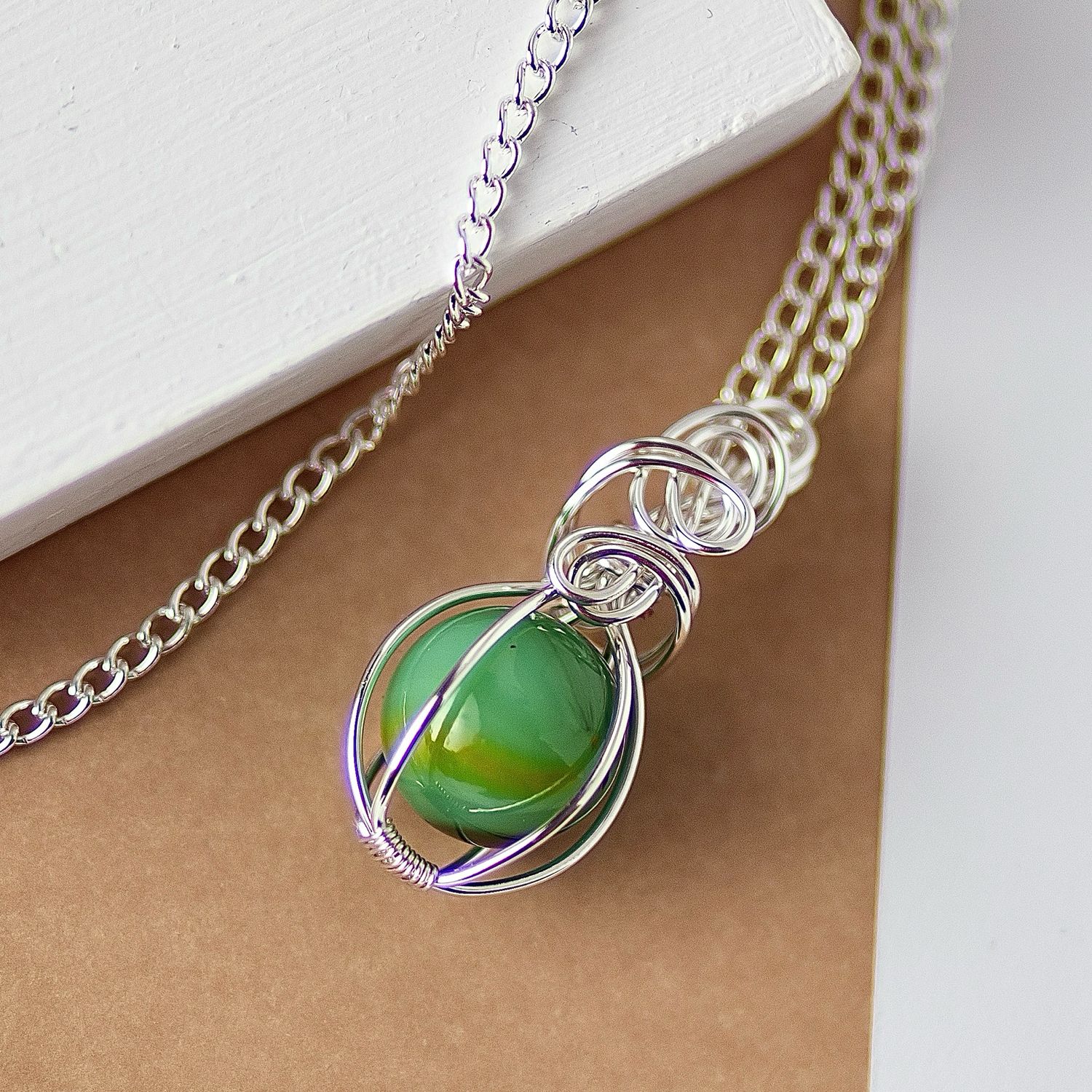 SP Green Marble Swirl Necklace