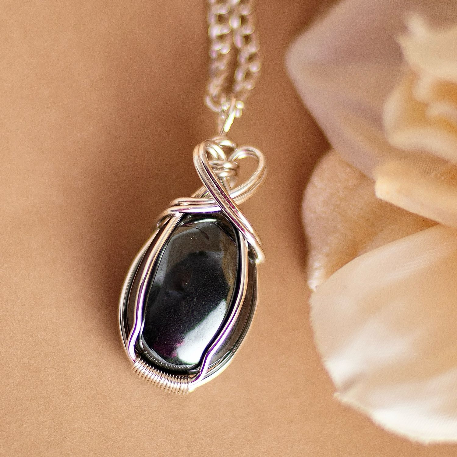 SP Heart Hematite Necklace