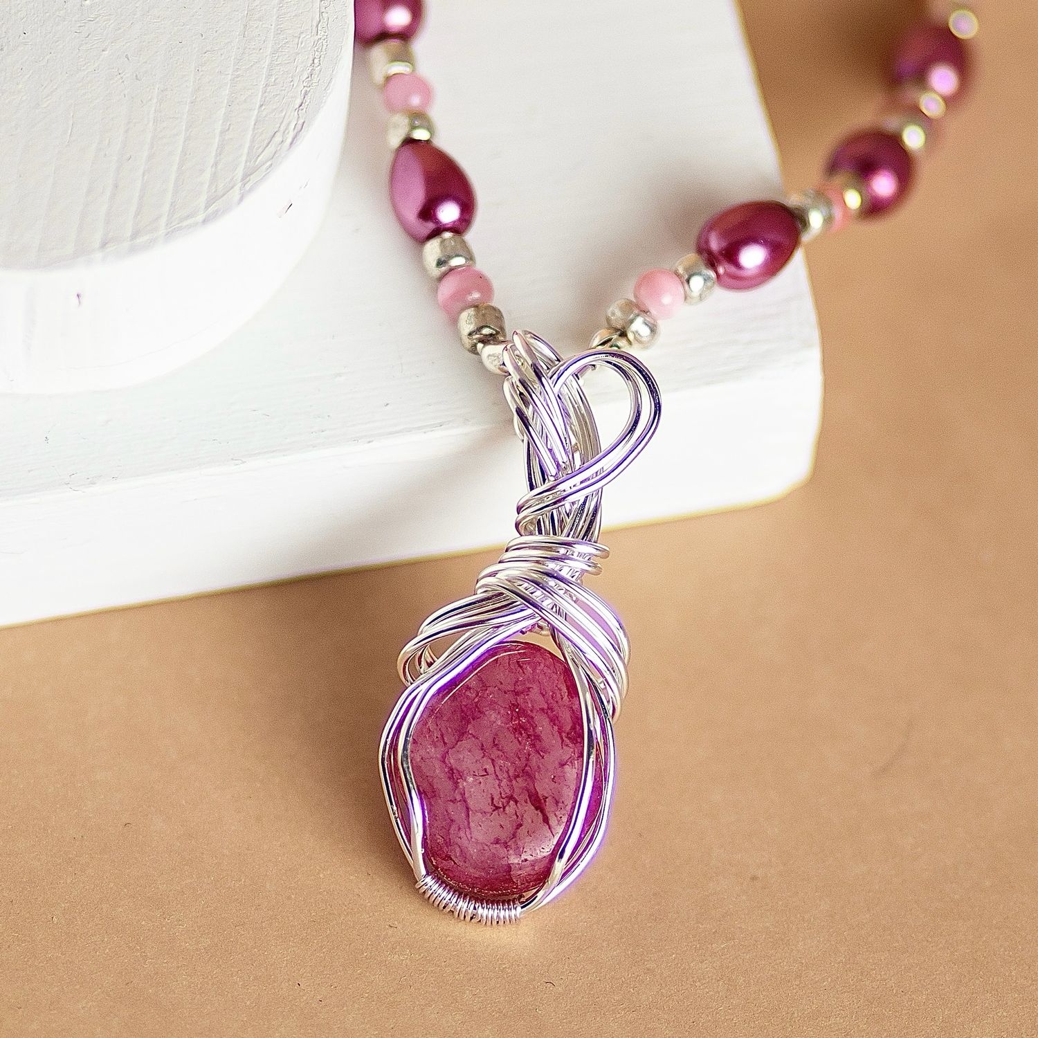 SP Rhodonite Gemstone Necklace