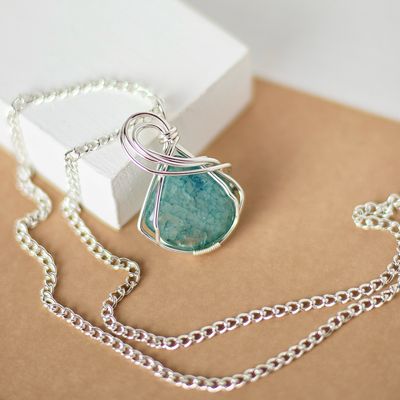 SP Green Crackle Quartz Necklace