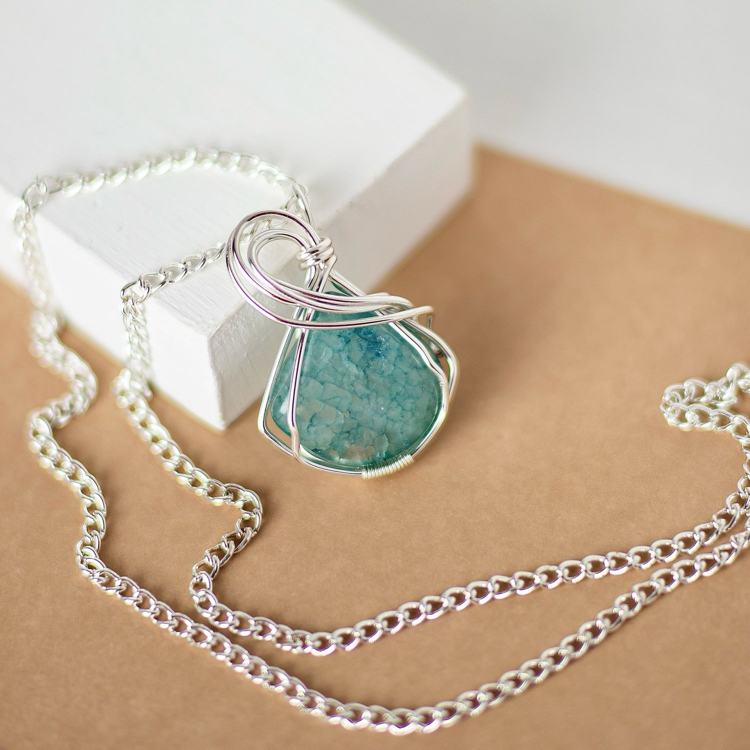 SP Green Crackle Quartz Necklace