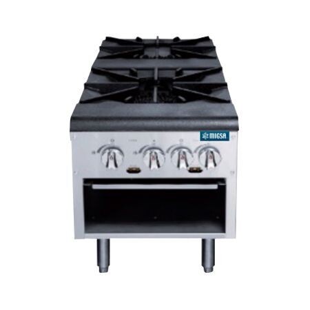 Estufon Comercial de 2 Secciones a gas de 6 Quemadores Concéntricos AZL-2-MG Migsa