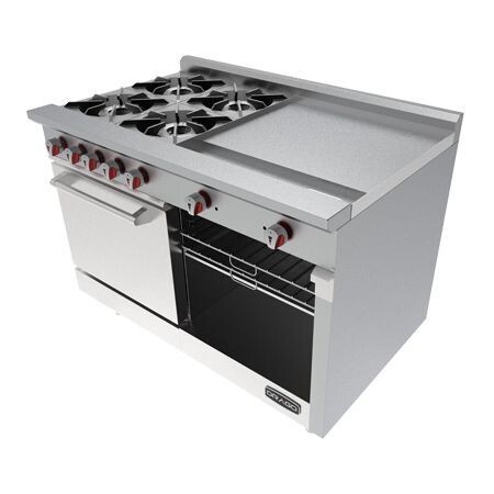 Estufa con Plancha Doble, 4 Parrillas, Horno y Gratinador a Gas CG-41 PD Drago