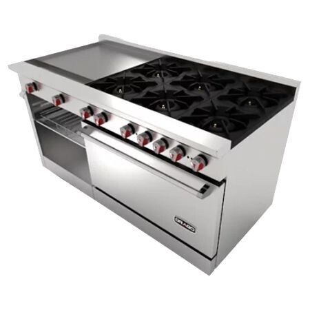 Estufa con Plancha, 6 Parrillas, Horno y Gratinador a Gas CG-61 PD Drago