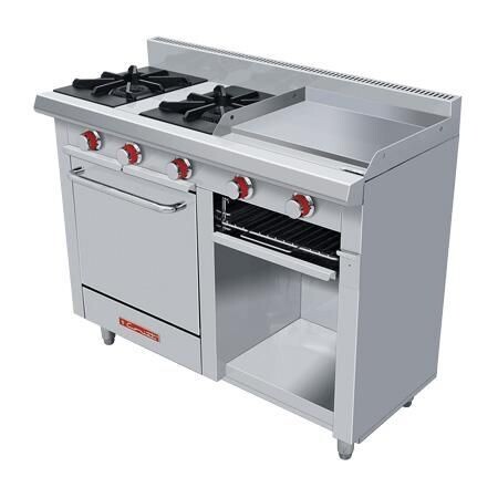 Estufa a Gas 2 Quemadores + Plancha + Gratinador + Horno MINICHEF PETIT TREND Coriat