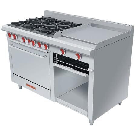 Estufa a Gas 6 Quemadores + Plancha + Gratinador + Horno EC-6-H-GRILL MÁSTER ECO Coriat