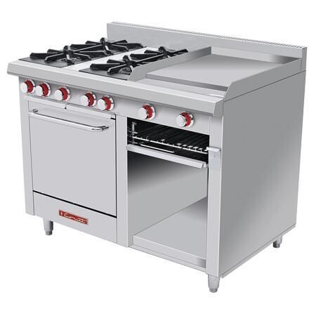 Estufa a Gas 4 Quemadores + Plancha + Gratinador + Horno MINICHEF MÁSTER ECO Coriat