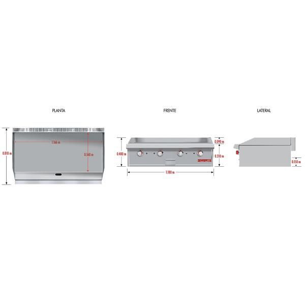 Plancha a Gas 4 Quemadores CV-4 MÁSTER ECO Coriat