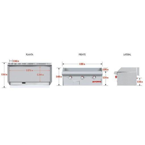 Plancha a Gas 3 Quemadores CH-3 PETIT PREMIUM Coriat