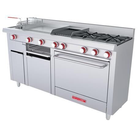 Estufa a Gas 2 Quemaores + Asador + Plancha + Gratinador + Freidor + Horno MÚLTIPLE PETIT ECO Coriat