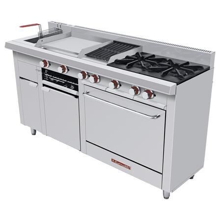 Estufa a Gas 2 Quemadores + Asador + Plancha + Gratinador + Freidor + Horno MÚLTIPLE TURBO PETIT TREND Coriat