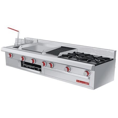 Estufa a Gas 2 Quemadores + 1 Asador + 1 Plancha + 1 Gratinador + 1 Freidora MÚLTIPLE PETIT DE MESA PREMIUM Coriat