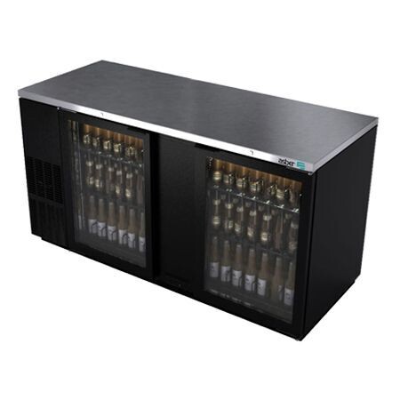 Refrigerador de Contra Barra 2 Puertas de Cristal Vinil Negro ABBC-68G-HC (Professional Line) Asber