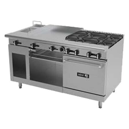 Estufa a Gas 4 Quemadores Abiertos + Plancha + Gratinador + Freidora + Horno AMR-60 (Commercial Line) Asber