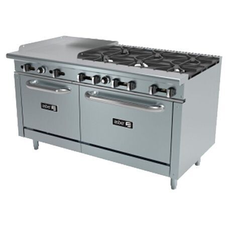 Estufa a Gas 6 Fuegos Abiertos + Plancha + 2 Horno AEMR-2-G24-B6-60-H (Restaurant Line) Asber