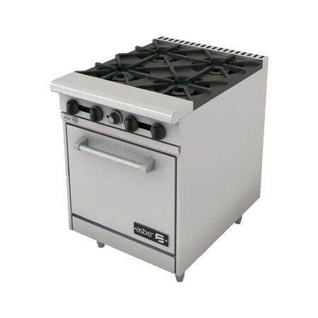 Estufa a Gas de 4 Fuegos Abiertos + Horno AER-4-24 (Restauran Line) Asber