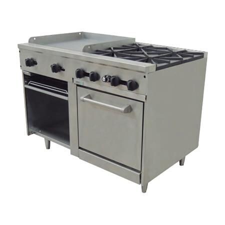 Estufa a Gas 4 Quemadores Abiertos + Plancha + Gratinador + Horno AMR-48 (Commercial Line) Asber