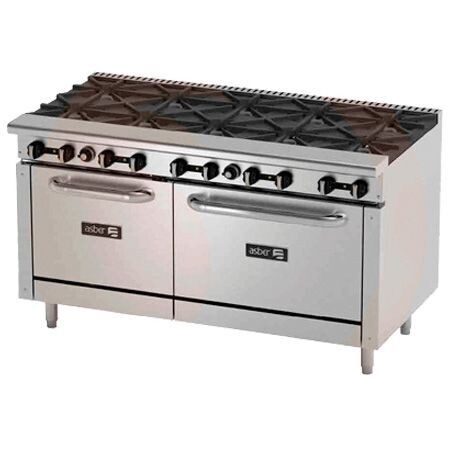 Estufa de 10 Quemadores y 2 Hornos AER-2-B10-60 (Restaurant Line) Asber