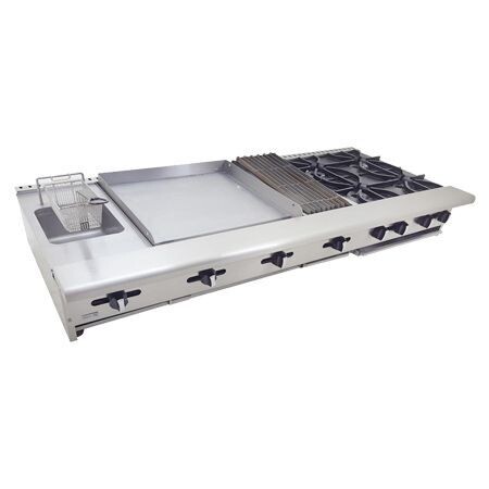 Estufa 4 Quemadores + Asador + Plancha + Gratinador + Freidora AM-72 (Commercial Line) Asber