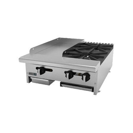 Parrilla a Gas de 2 Fuegos Abiertos + Plancha AEM-G12-B2-24 (Restaurant Line) Asber