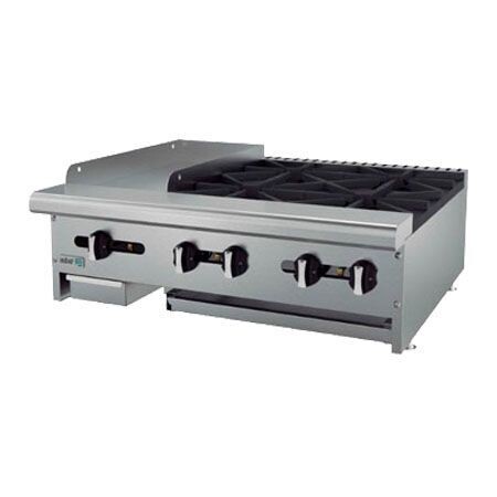 Parrilla a Gas de 4 Fuegos Abiertos + Plancha AEM-G12-B4-36 (Restaurant Line) Asber
