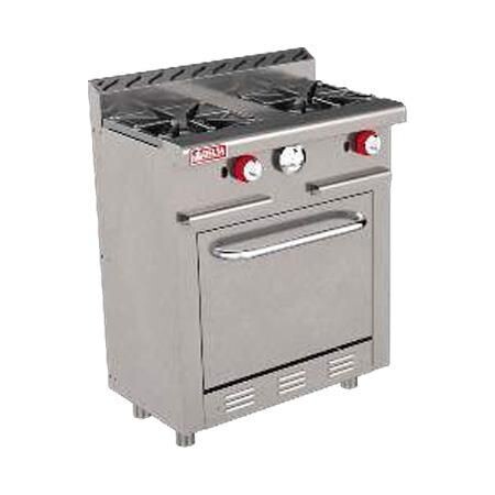 Estufa Comercial 2 Quemadores + Horno a Gas H2 MINI TOP (Aquiles) Delta