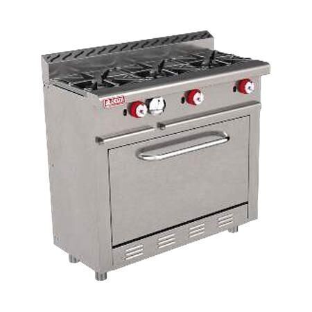 Estufa Comercial 3 Quemadores + Horno a Gas H3 MINI TOP (Aquiles) Delta
