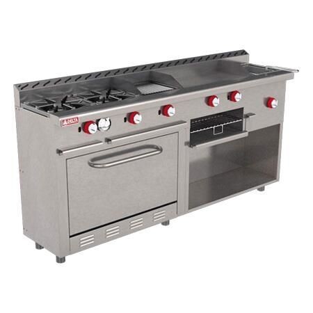 Estufa Múltiple 2 Quemadores + Asador + Plancha + Freidor + Gratinador + Horno EM-H-MINI TOP (Aquiles) Delta