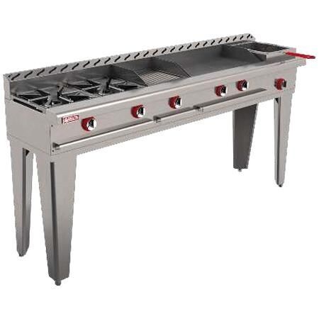 Estufa Múltiple 2 Quemadores + Asador + Plancha + Freidor a Gas EM-M MINI TOP (Aquiles) Delta