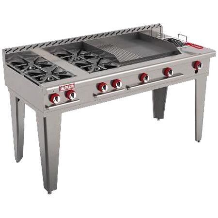 Estufa Múltiple 4 Quemadores + Plancha + Asador + Freidor a Gas EM-M-C PRO (Aquiles) Delta