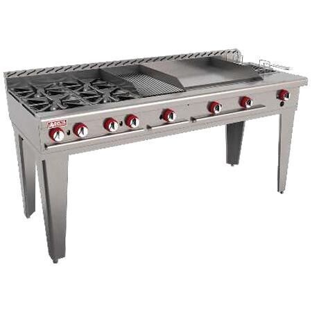 Estufa Múltiple 4 Quemadores + Asador + Plancha + Freidor a Gas EM-M TOP (Aquiles)  Delta