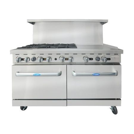 Estufa con Horno 6 Quemadores y Plancha 24″ Izquierda AGR-24G6B Cook Rite