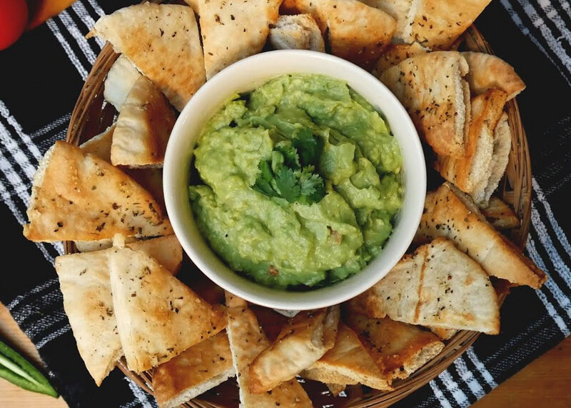 Pita Chips w/ Salsa & Guacamole (serves 15)
