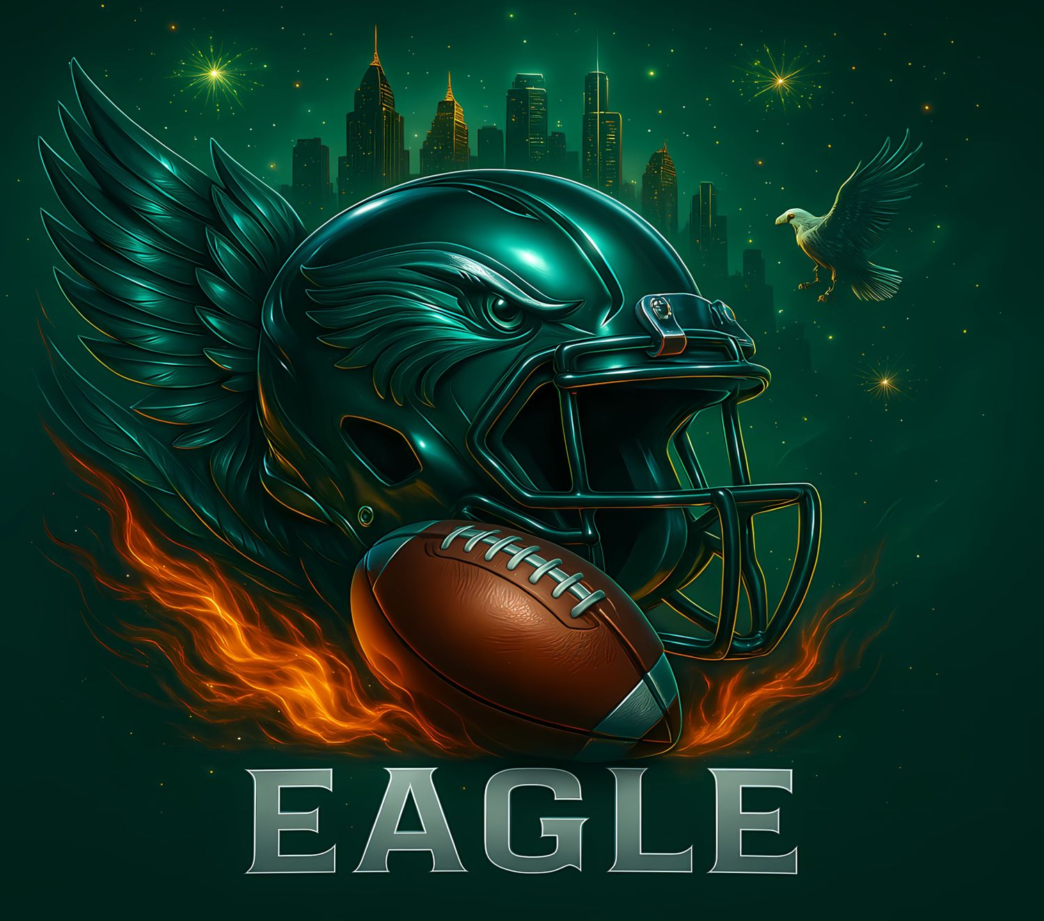 20 oz Green Eagle Helmet Tumbler – Flaming Football Design